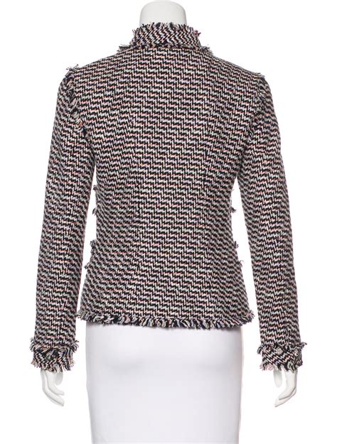 chanel tweed frayed jacket|chanel tweed jacket outlet.